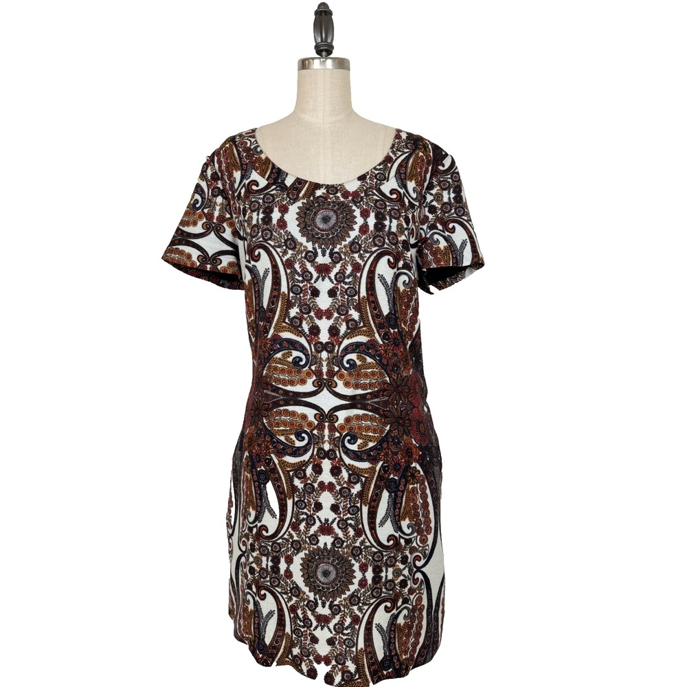 See by Chloé Womens Dress‎ Size 12 Paisley Jacquard Tie Waist Short Sleeve Boho - Picture 9 of 13